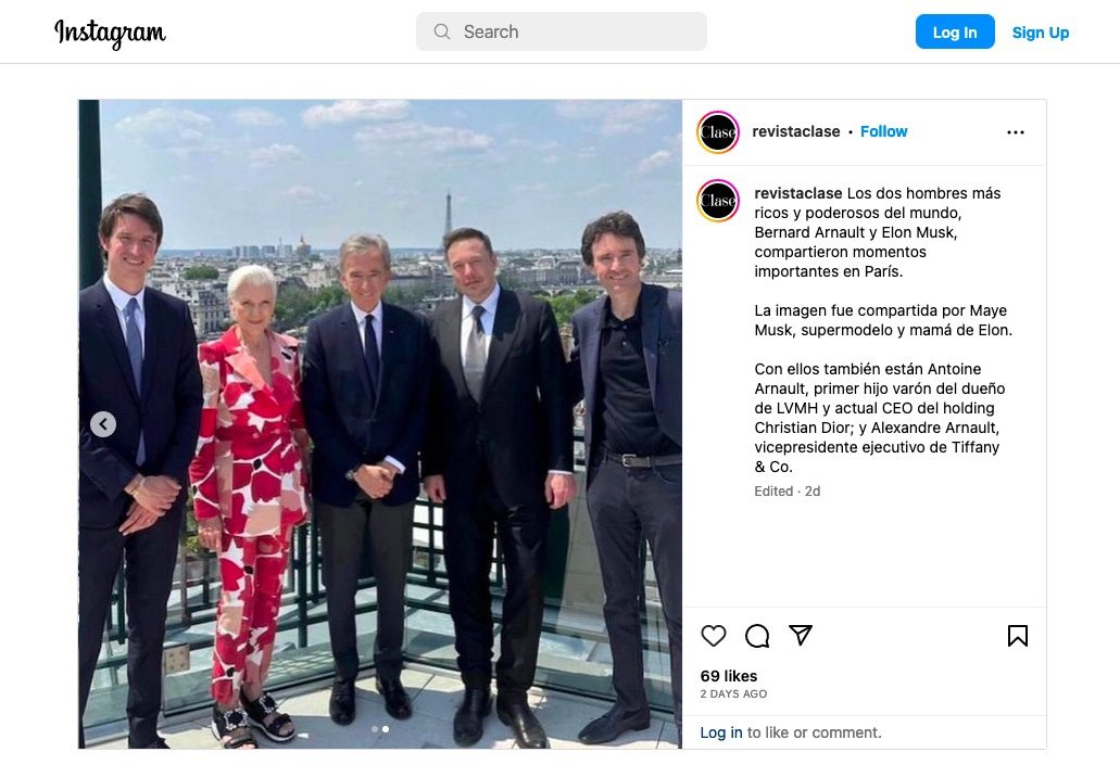 Instagram Elon Musk & Bernard Arnault
