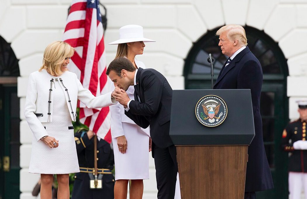 Emmanuel Macron & Brigitte Macron with Donald Trump